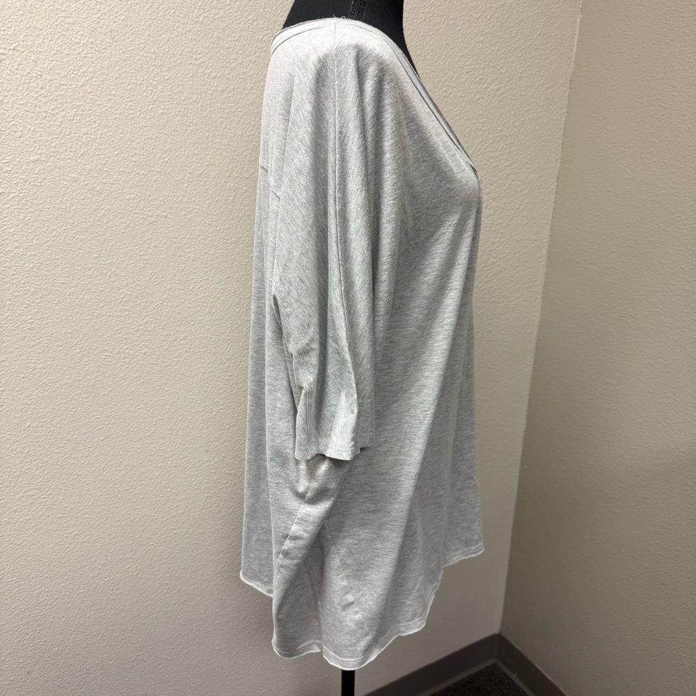 Umgee Gray V-Neck Top Denim Pocket Oversized Boho Tunic L Soft - Picture 6 of 9